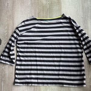 Gudrun Sjoden Black and Gray Striped 3/4 Sleeve Tee